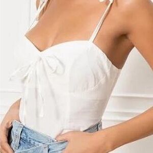 superdown white anabelle tie strap tank top 100% cotton size xs